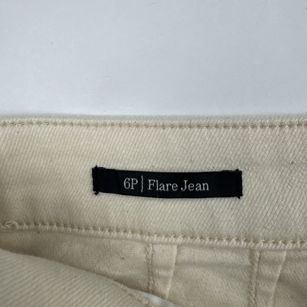Talbots Womens Flare Jeans 6P Ivory Denim Nautical Sailor Gold Button Coastal - Picture 9 of 10